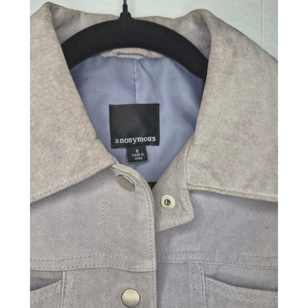 Anonymous Women's Light Gray Suede Trucker Jacket Size Medium - Picture 2 of 7